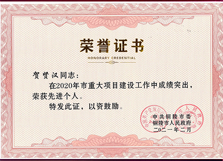 賀總2020年度個(gè)人先進(jìn)證書(shū)
