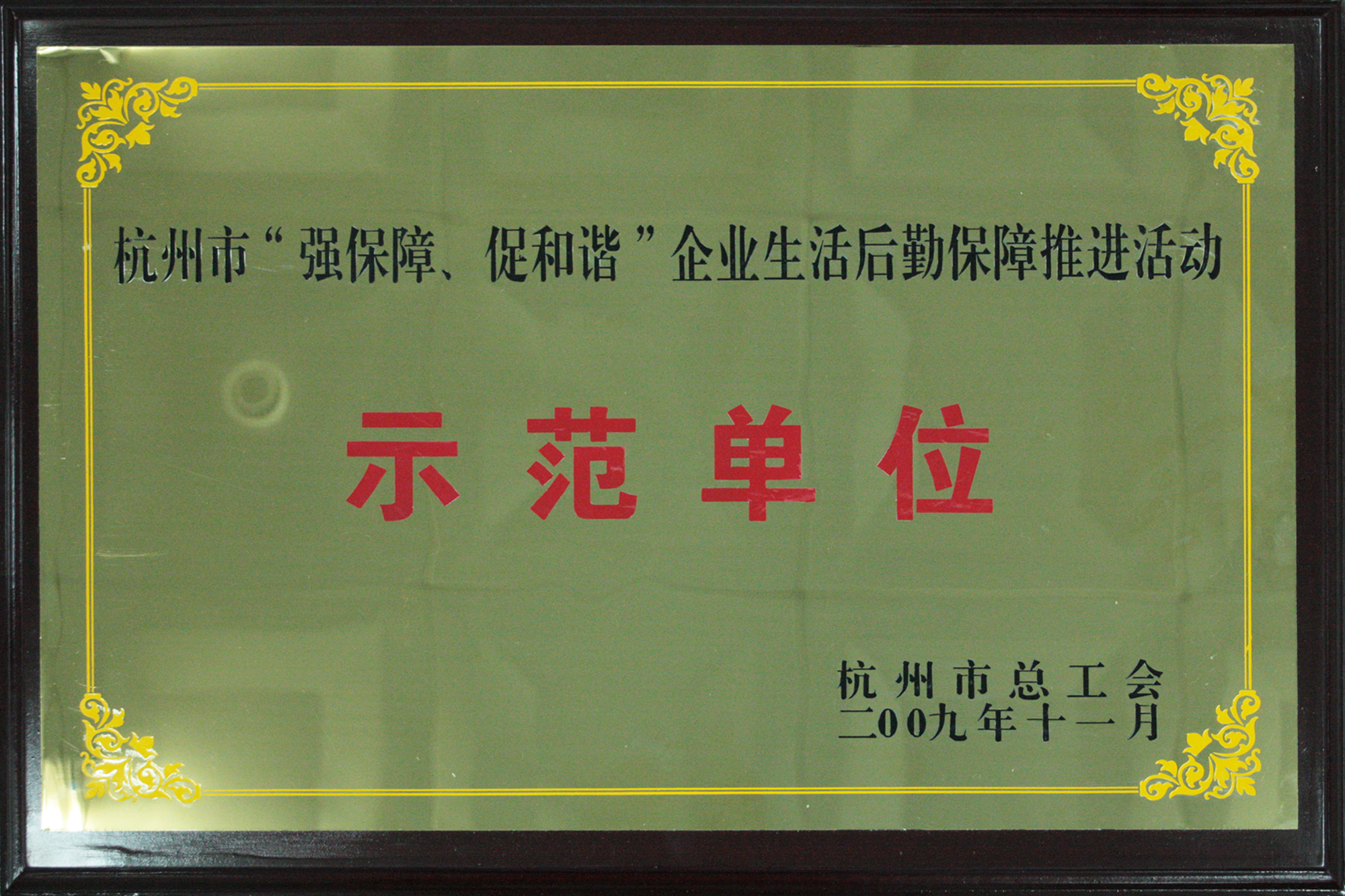 2009年度杭州市“強(qiáng)保障、促和諧”企業(yè)生活后勤保障推進(jìn)活動(dòng)示范單位